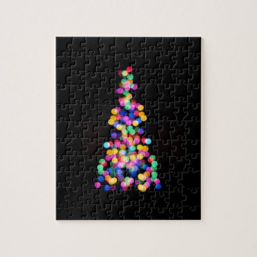Abstracte kerstboomverlichting op Solid Black Legpuzzel (Verticaal)