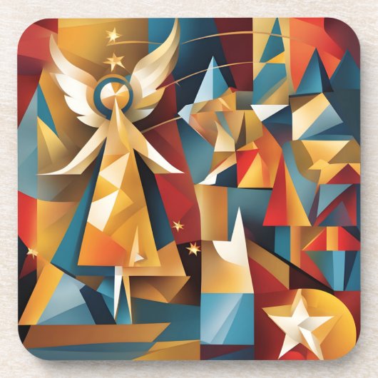 Abstracte kerstengel bier onderzetter (Voorkant)