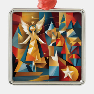 Abstracte kerstengel metalen ornament