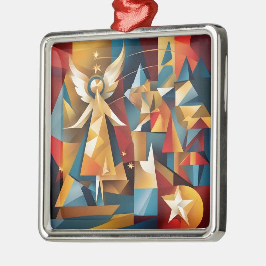 Abstracte kerstengel metalen ornament (Links)