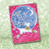 Abstracte kerstkaart rendiermoonretro feestdagen kaart
