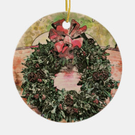 Abstracte kerstkransversiering keramisch ornament