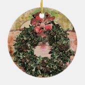 Abstracte kerstkransversiering keramisch ornament (Achterkant)