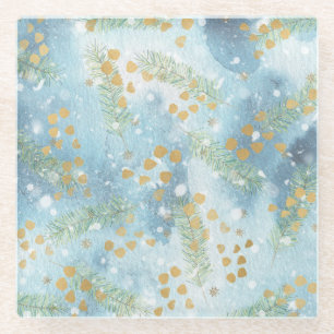 Abstracte kerstkunst glazen onderzetter