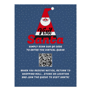 Abstracte Kerstman, Bezoek Santa, QR Code Queue Perfect Poster
