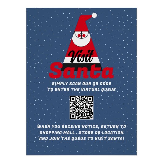 Abstracte Kerstman, Bezoek Santa, QR Code Queue Perfect Poster (Voorkant)