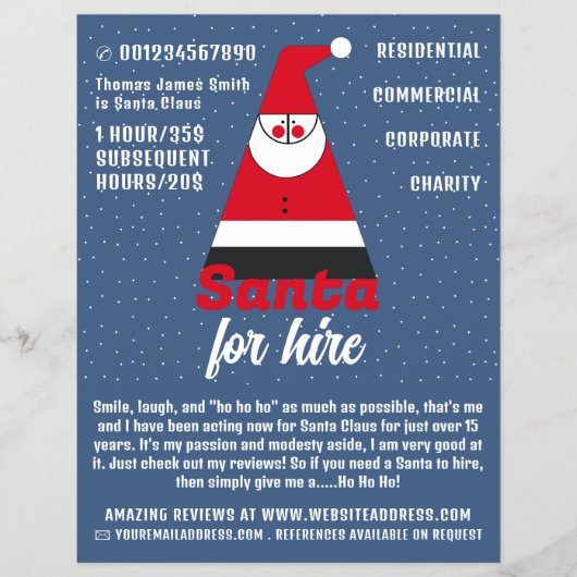 Abstracte Kerstman, Santa Claus Entertainer Advert Flyer (Voorkant)