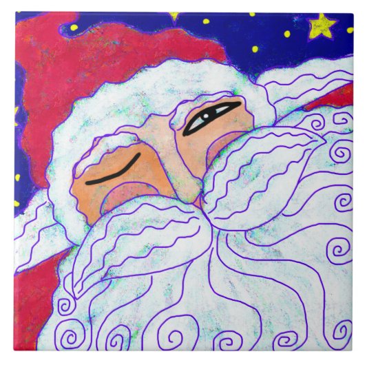 Abstracte Kerstman Schilderij Tegeltje (Voorkant)