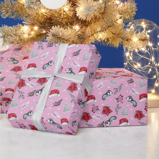Abstracte Kerstmutsen Winterbes Moderne Kerstmis Cadeaupapier (Feestdagen)