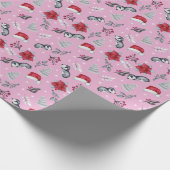 Abstracte Kerstmutsen Winterbessen Moderne Kerst Cadeaupapier (Hoek)