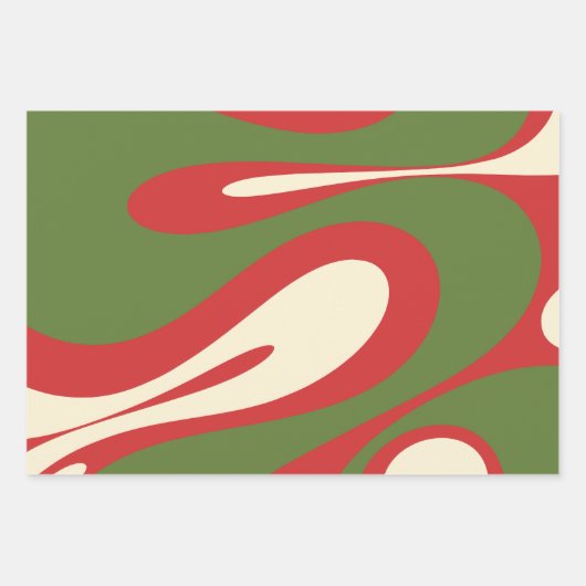 Abstracte kerstpatronen met Mellow Flow Retro Inpakpapier Vel (Voorkant 3)