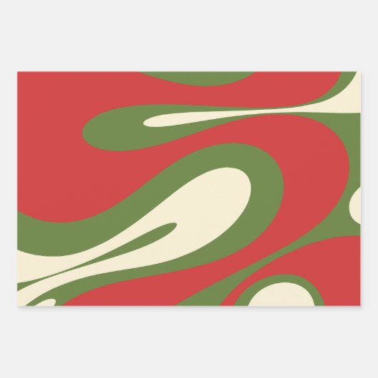 Abstracte kerstpatronen met Mellow Flow Retro Inpakpapier Vel (Voorkant 2)