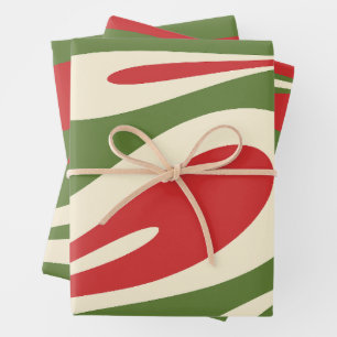 Abstracte kerstpatronen met Mellow Flow Retro Inpakpapier Vel