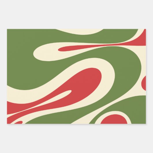 Abstracte kerstpatronen met Mellow Flow Retro Inpakpapier Vel (Voorkant)