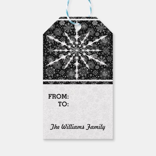 Abstracte kerstster voor zwart-wit cadeaulabel (Achterkant)