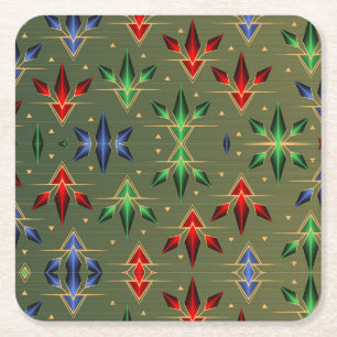 Abstracte kerststerren Groen, Rood, Blauw Kartonnen Onderzetters