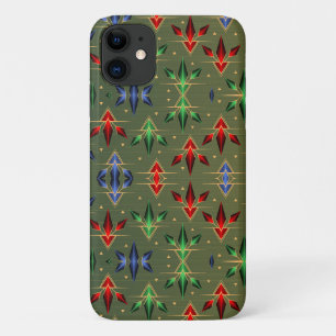 Abstracte kerststerren Pattern Red Blue Green Case-Mate iPhone Case