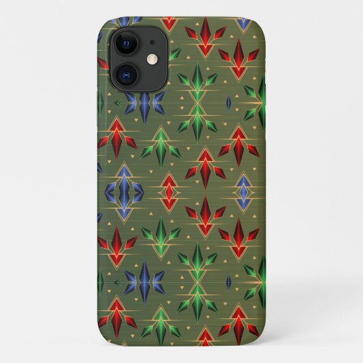 Abstracte kerststerren Pattern Red Blue Green Case-Mate iPhone Case (Achterkant)