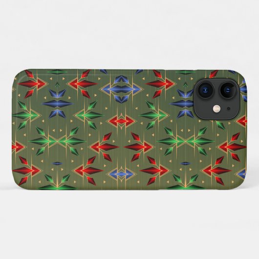 Abstracte kerststerren Pattern Red Blue Green Case-Mate iPhone Case (Achterkant (horizontaal))