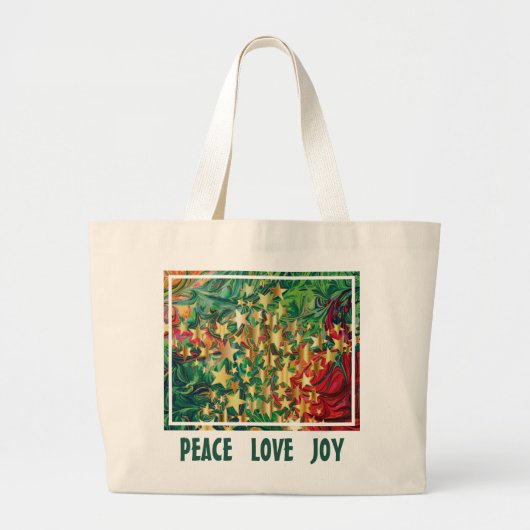 Abstracte kerststerren VREDESTIJD AANgepast Grote Tote Bag (Voorkant)