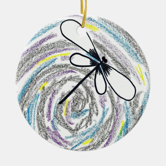 Abstracte kerstversiering met Dragonfly Keramisch Ornament (Voorkant)