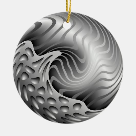 Abstracte kerstversiering met metalen zout keramisch ornament (Voorkant)
