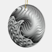 Abstracte kerstversiering met metalen zout keramisch ornament (Links)