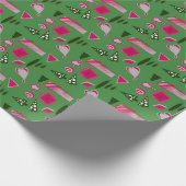 Abstracte kerstvormen in rood en groen. cadeaupapier (Hoek)