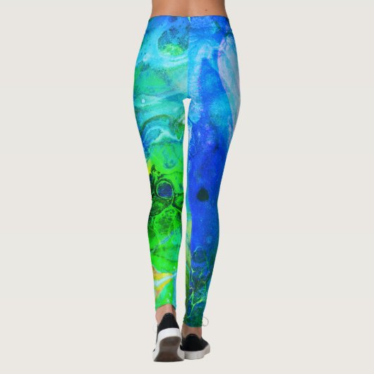 Abstracte ketelkokers met getextureerde inkt, groe leggings (Achterkant)
