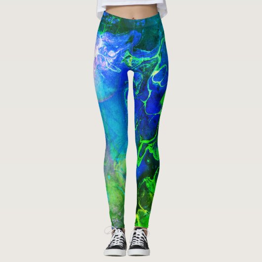 Abstracte ketelkokers met getextureerde inkt, groe leggings (Voorkant)