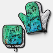 Abstracte keuken, Recyclen plastieken kleur, Ovenwant & Pannenlap Set (Voorkant / Achterkant)