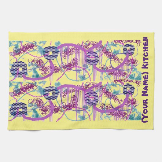 Abstracte keukenhanddoek met Jouw naam (Horizontaal)