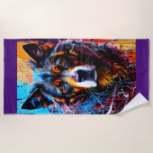 Abstracte keukenhanddoek met kleurrijke welder strandlaken (Voorkant)