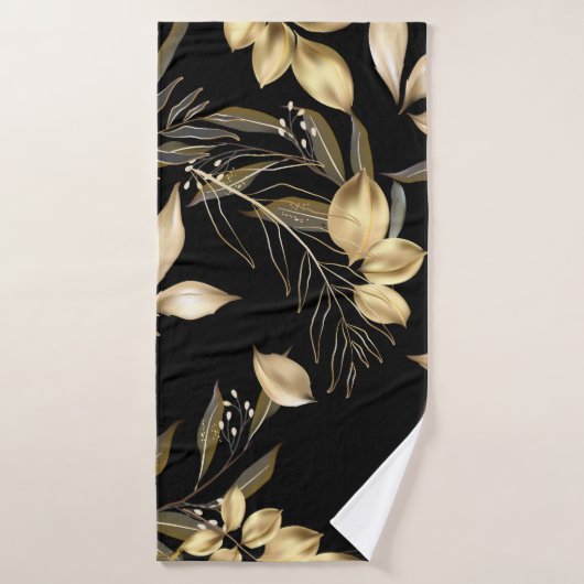 Abstracte kieuwbladeren. Luxe glitter ginkgo Badhanddoek (Badhanddoek)
