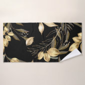 Abstracte kieuwbladeren. Luxe glitter ginkgo Badhanddoek (Badhanddoek)