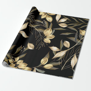 Abstracte kieuwbladeren. Luxe glitter ginkgo Cadeaupapier