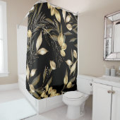 Abstracte kieuwbladeren. Luxe glitter ginkgo Douchegordijn (In situ)