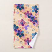Abstracte kinder cartoon bloembloemen florale retr bad handdoek (Handdoek)