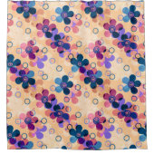 Abstracte kinder cartoon bloembloemen florale retr douchegordijn (Voorkant)