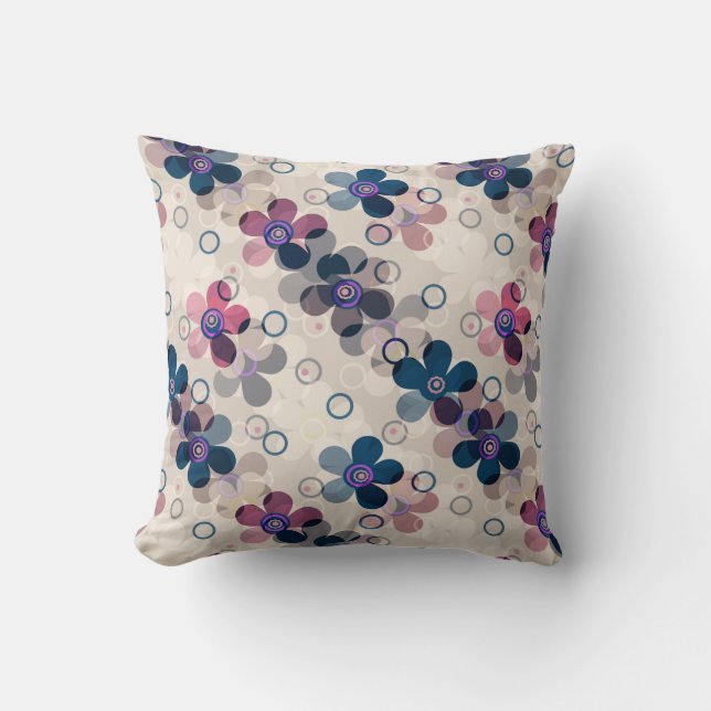 Abstracte kinder cartoon bloembloemen florale retr kussen (Voorkant)