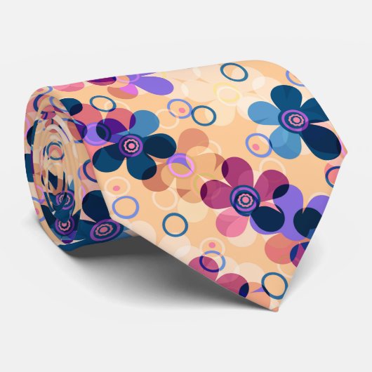 Abstracte kinder cartoon bloembloemen florale retr stropdas (Opgerold)