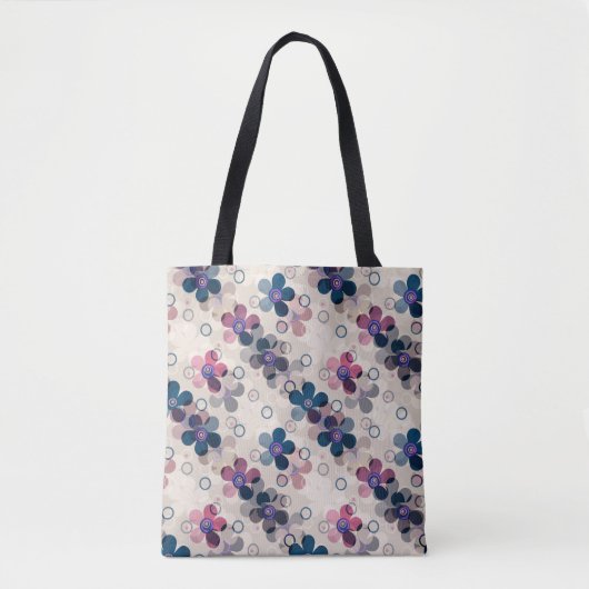 Abstracte kinder cartoon bloembloemen florale retr tote bag (Voorkant)