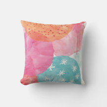 Abstracte Kinder Kussen Roze, blauw, sinaasappel