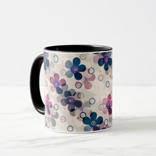 Abstracte kinderen leuke cartoon bloemen bloemrijk mok (Voorkant links)