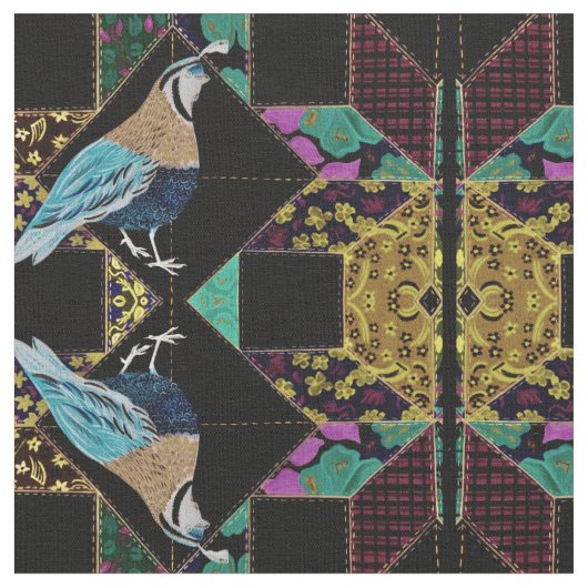 Abstracte King Quail Quilt Stof (Close Up)