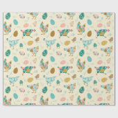 Abstracte Kippen en Paaseieren Naadloos Patroon Cadeaupapier (Vlak)
