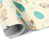 Abstracte Kippen en Paaseieren Naadloos Patroon Cadeaupapier (Rol Hoek)