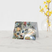 Abstracte Kitten Note Kaart (Gele Bloem)