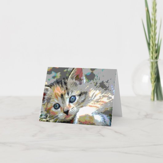 Abstracte Kitten Note Kaart (Voorkant)
