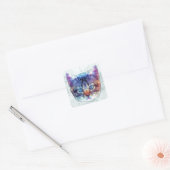 abstracte kitten vierkante sticker (Envelop)